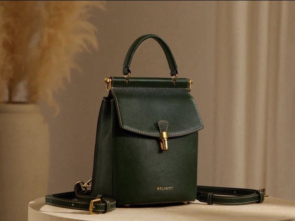 NWT $1,800 Bolvaint “The Françoise” Backpack Bag Luxury Leather Forest Green